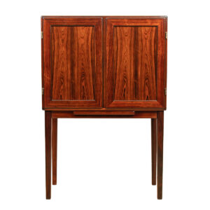 Slim + Tall Danish Mirrored Bar Cabinet in Rosewood