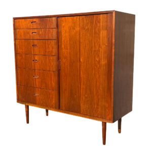 Danish Modern Walnut Gent’s Chest | Dresser w Tambour Door + Lots of Drawers!