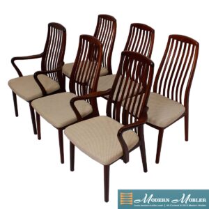 Set of 6 Danish Modern Rosewood Dining Chairs w. Lumbar Support