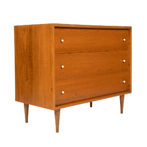 American Modernist 3-Drawer Walnut Dresser | Chest Accented in White