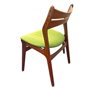 Set of 6 Early Danish Teak Erik Buch Dining Chairs, the Hard-to-Come-By Model 310, w. Spring Green Seats