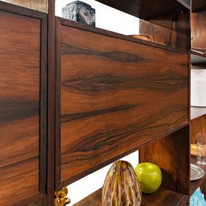 3 Bay Adj Room Divider in Danish Rosewood — A Coveted HG Triple-Column Modular Wall Unit