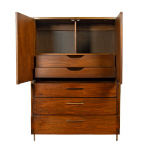 American Modernist Tallboy | Gentleman’s Chest | Bar Cabinet in Walnut