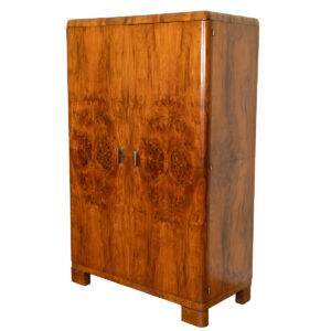 European Art Deco Multifunctional Armoire | Storage Cabinet w Highly-Figured Grain