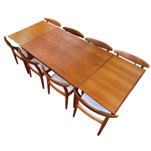 Narrow + Compact Danish Teak Expanding Dining Table