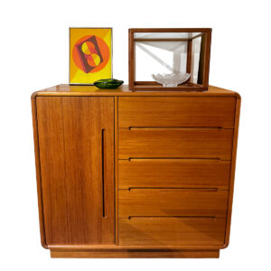 Danish Modern Teak Storage | Gentleman’s Chest | Dresser w. Rounded Edges