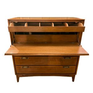 Red Lion Mid-Century Modern Walnut Tall Dresser | Gentleman’s Chest | Valet