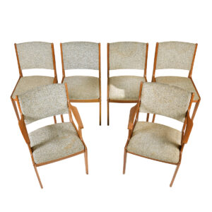 Set of 6 (2+4) Danish Modern Teak Tallback Dining Chairs