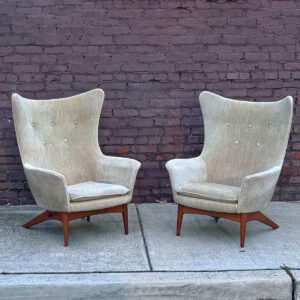 Sculptural + Reclining Danish Lounge Chairs — The Wing Chair by H.W. Klein, Pair