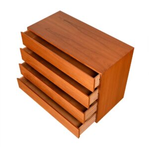 Compact Danish Modern Teak 36″ Dresser | Chest w. 4 Drawers