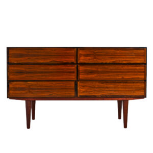 Hallway Chest | 6-Drawer Compact Dresser in Danish Modern Rosewood.