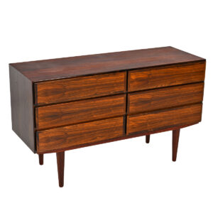 Hallway Chest | 6-Drawer Compact Dresser in Danish Modern Rosewood.