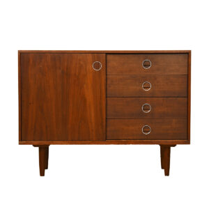 40” American Modernist Walnut Cabinet w. Mixed Storage