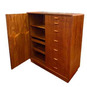 Danish Modern Teak ‘Gents’ Chest | Tall Dresser w. Door