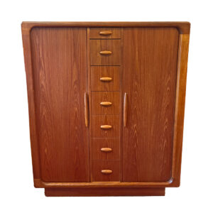 Mega Storage Behemoth! — Danish Teak ‘Gents’ Chest | Dresser w Double Tambour Doors