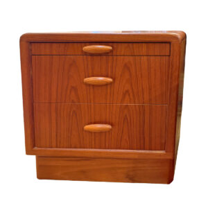 Pair, Danish Teak Nightstands w 2 Drawers + Versatile Pull Out Shelf