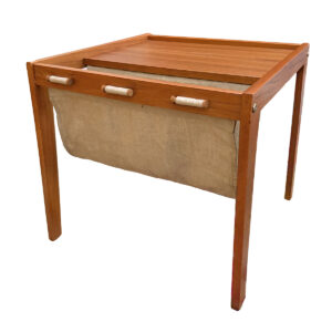 Danish Teak Side Table w. Sling for Magazine Storage