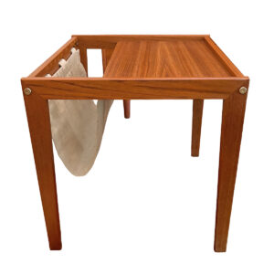 Danish Teak Side Table w. Sling for Magazine Storage